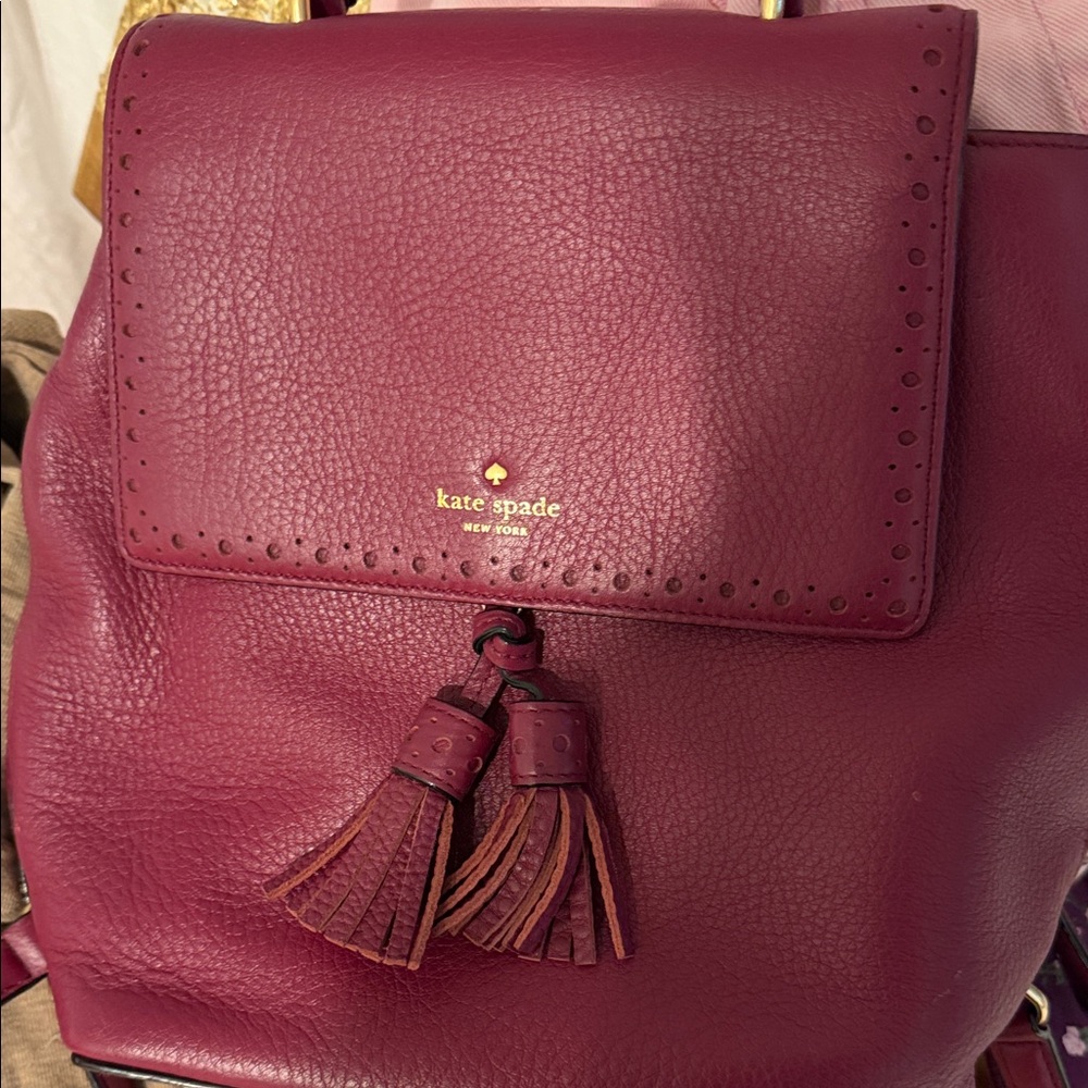 Kate Spade Deep Red Leather Backpack
